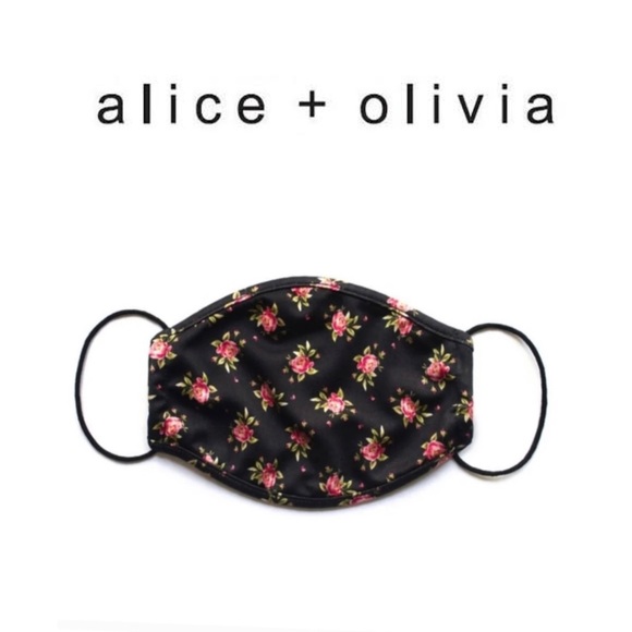 Alice + Olivia Black Jersey Floral Face Mask NEW In Package - Black - Picture 1 of 6